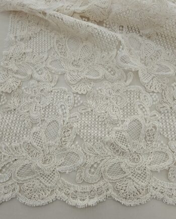 Cotton Embroidered Summer Lace 130cm - Cream