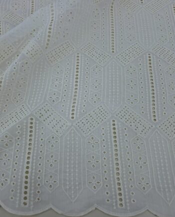 Cotton Embroidered Anglais 130cm - Off White